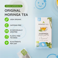 
                    
                      Organic Moringa Tea - Original - Caffeine-Free Herbal Tea - At a glance
                    
                  