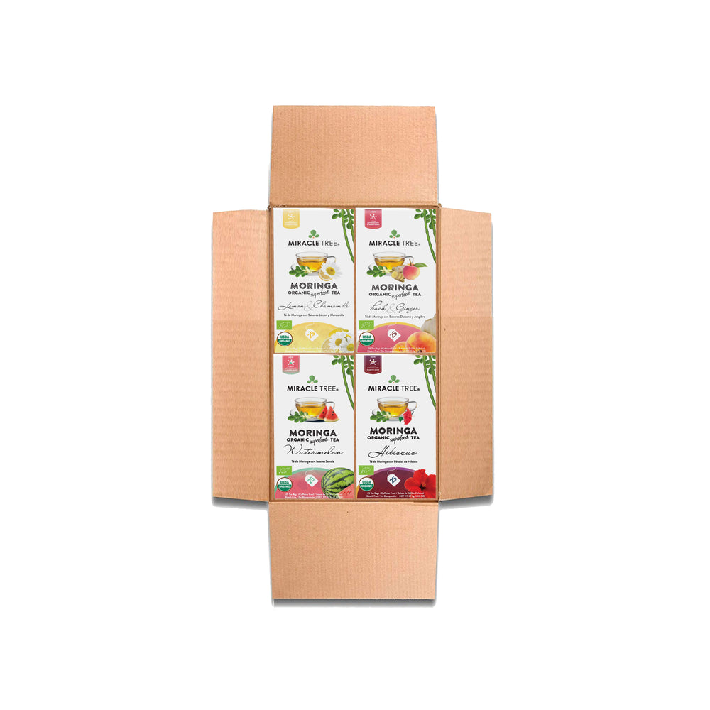 Herbal Moringa Tea Bundle, Life Set, 4 Flavors