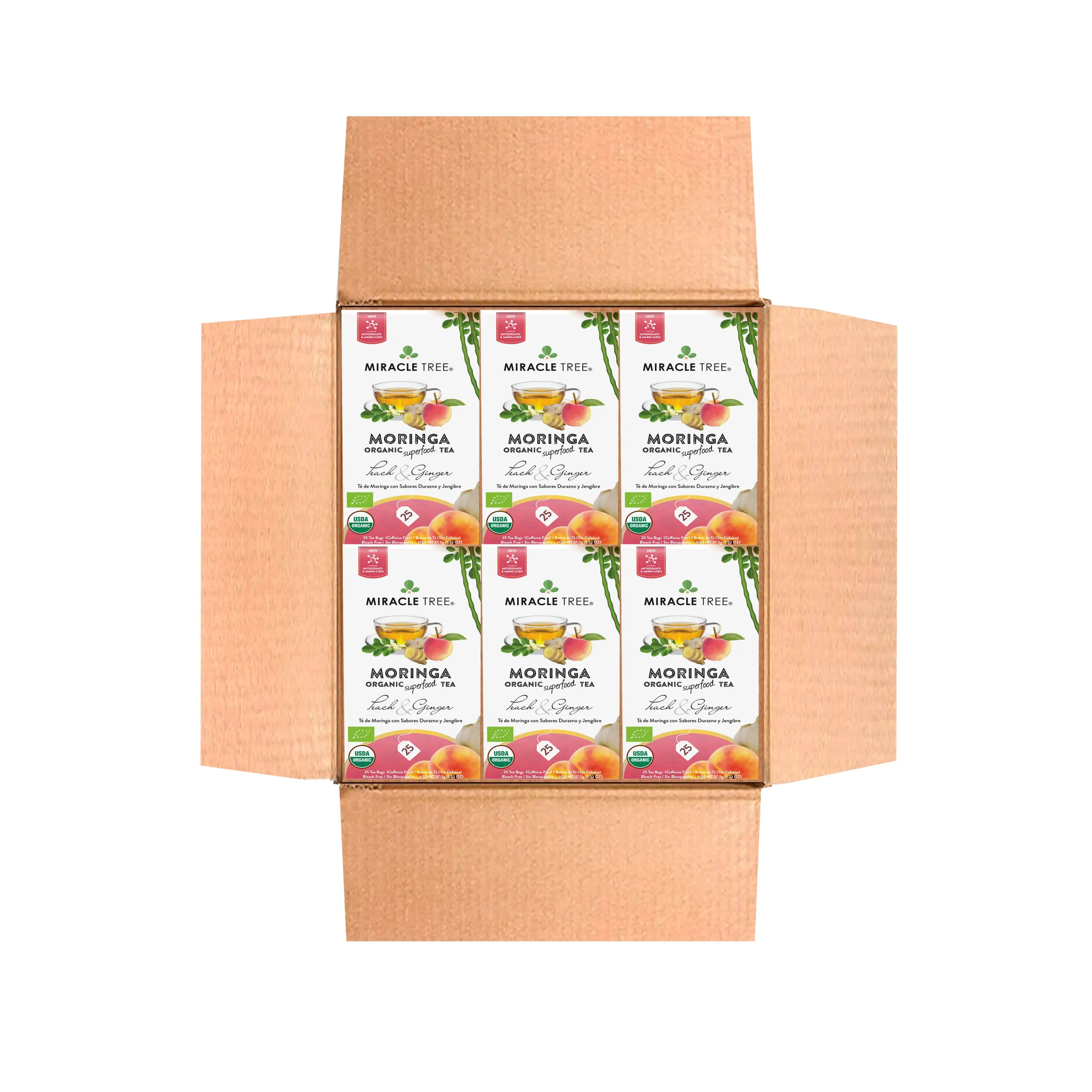Peach Ginger Moringa Tea - Organic Caffeine-Free Herbal Tea