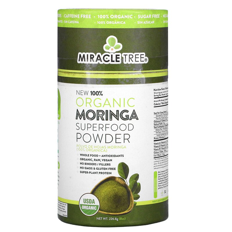 Superfood Powder, Moringa, 8oz - Miracle Tree - Front