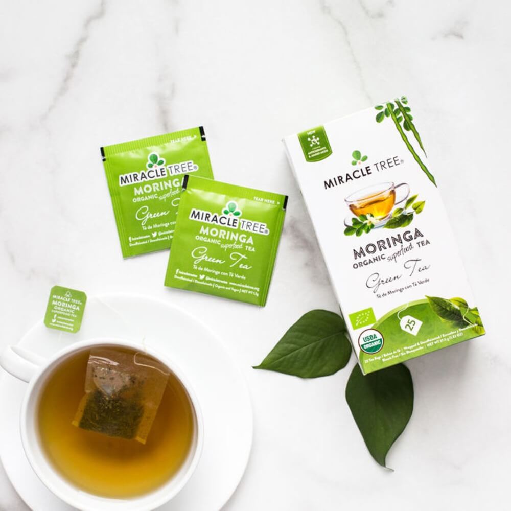 
                  
                    Organic Moringa Tea, Green Tea
                  
                