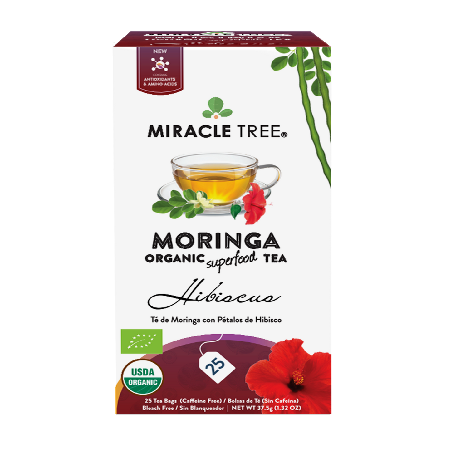 
                  
                    Organic Moringa Tea, Hibiscus
                  
                