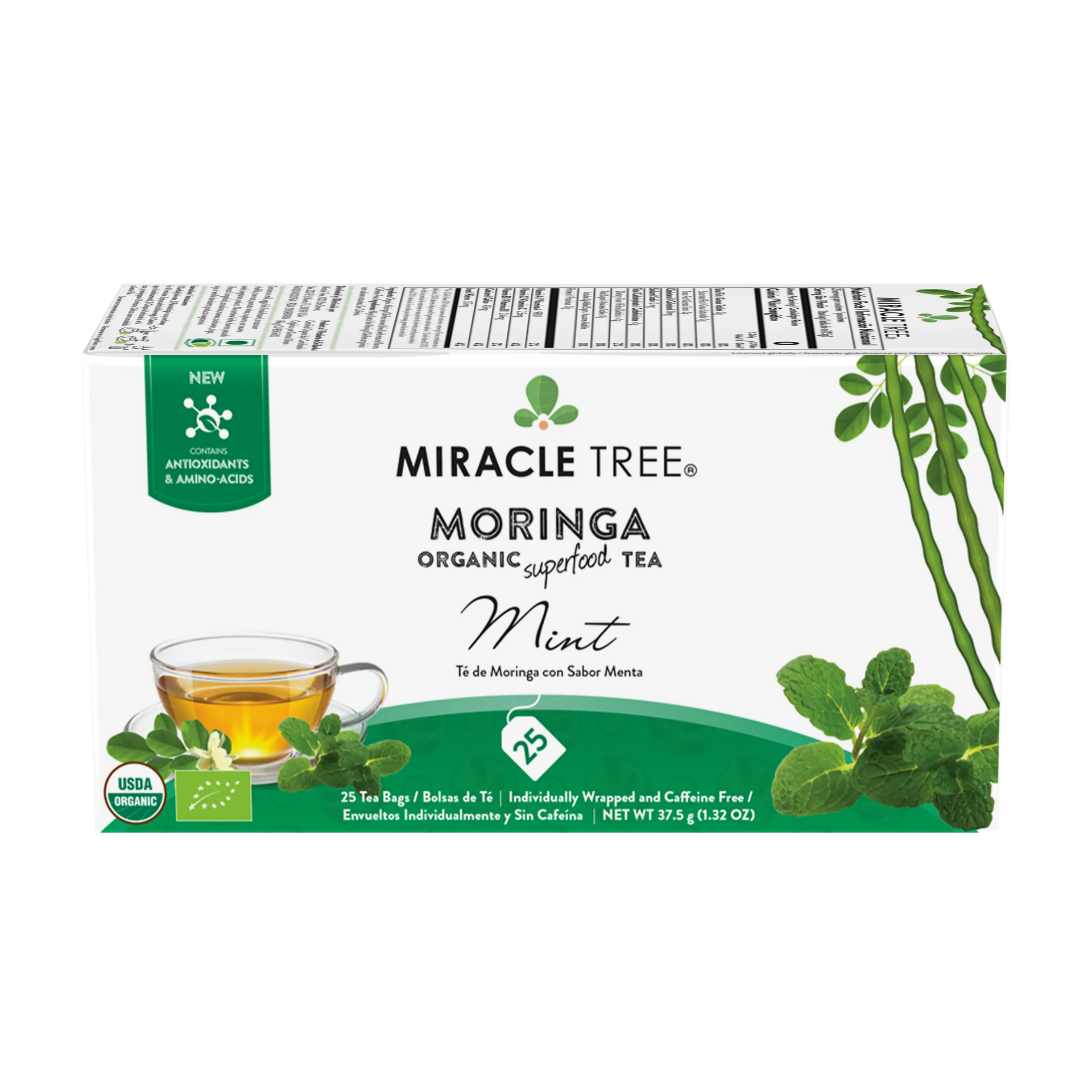 Mint Moringa Tea - Organic Caffeine-Free Herbal Tea | Miracle Tree