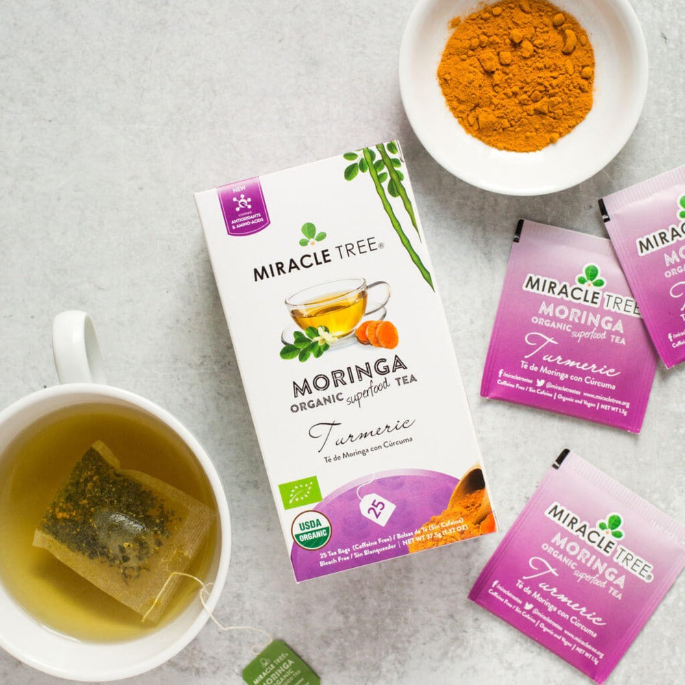 
                  
                    Organic Moringa Tea, Turmeric
                  
                