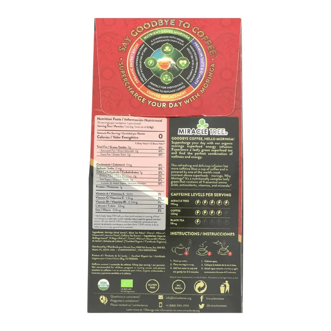 Cherry Chamomile Energy Tea - 155mg Caffeine Coffee Alternative