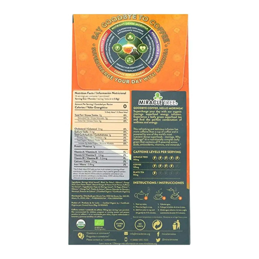 Orange Passionfruit Energy Tea - 155mg Caffeine Coffee Alternative