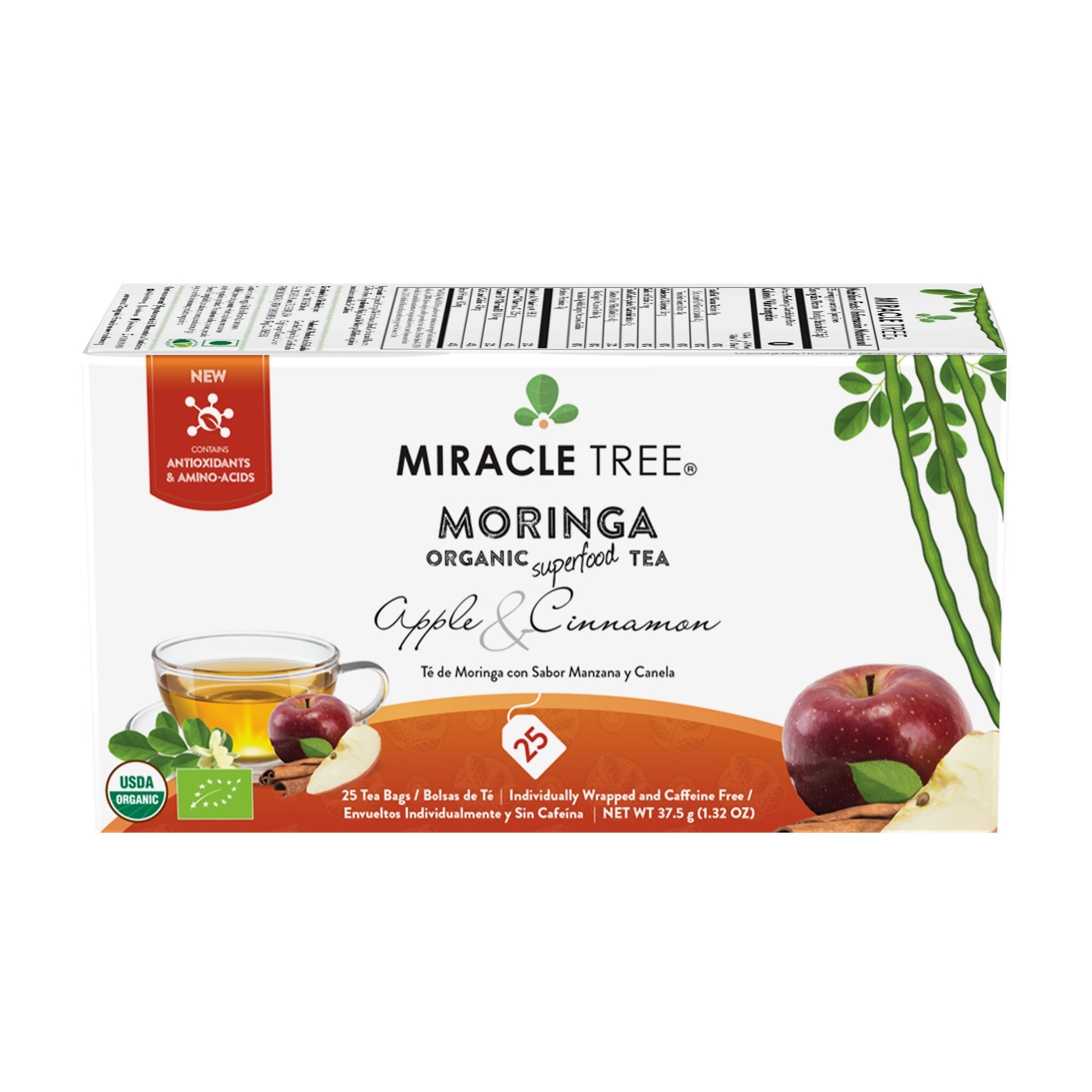 Apple Cinnamon Moringa Tea - Organic Caffeine-Free Herbal Tea