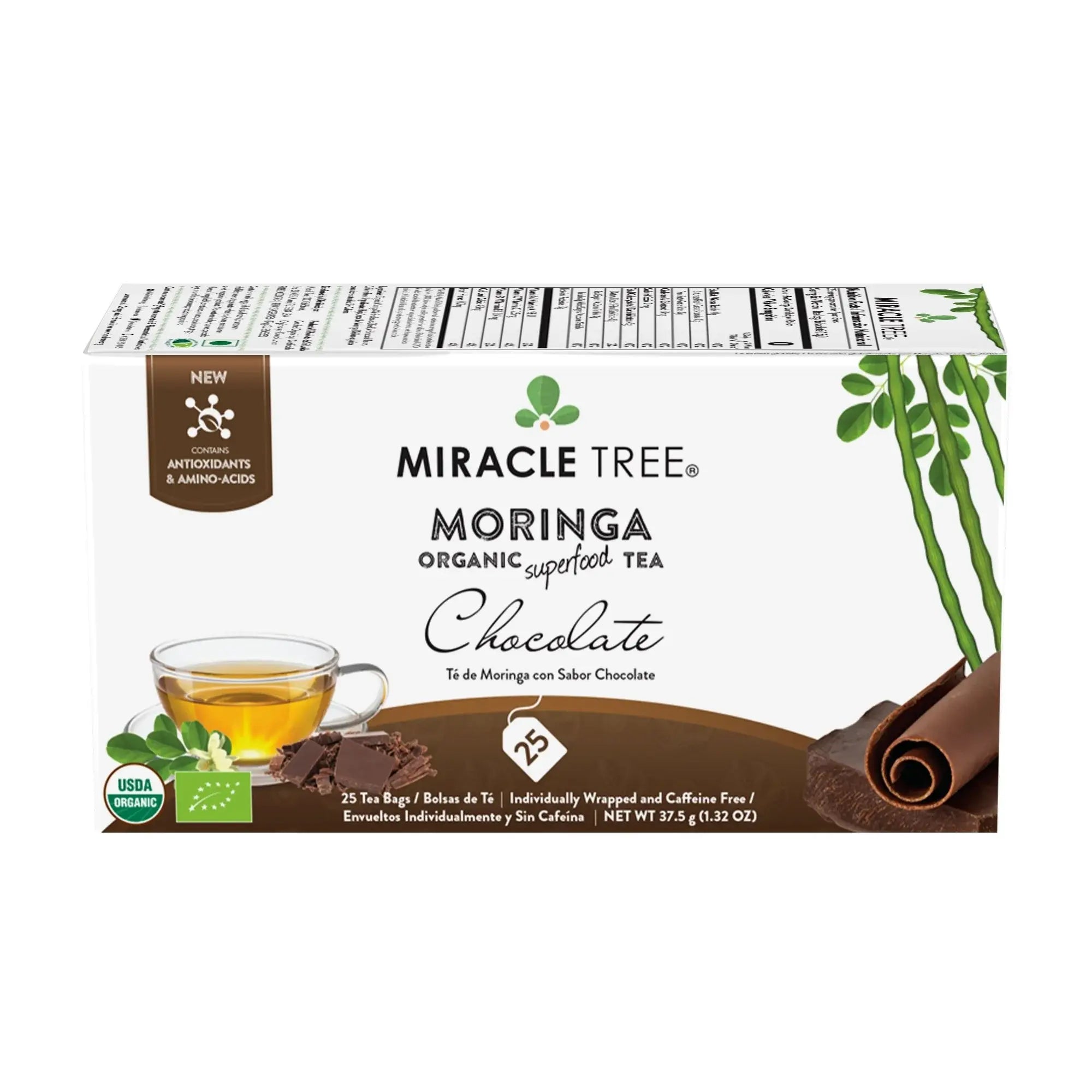 Chocolate Moringa Tea - Organic Caffeine-Free Herbal Tea | Miracle