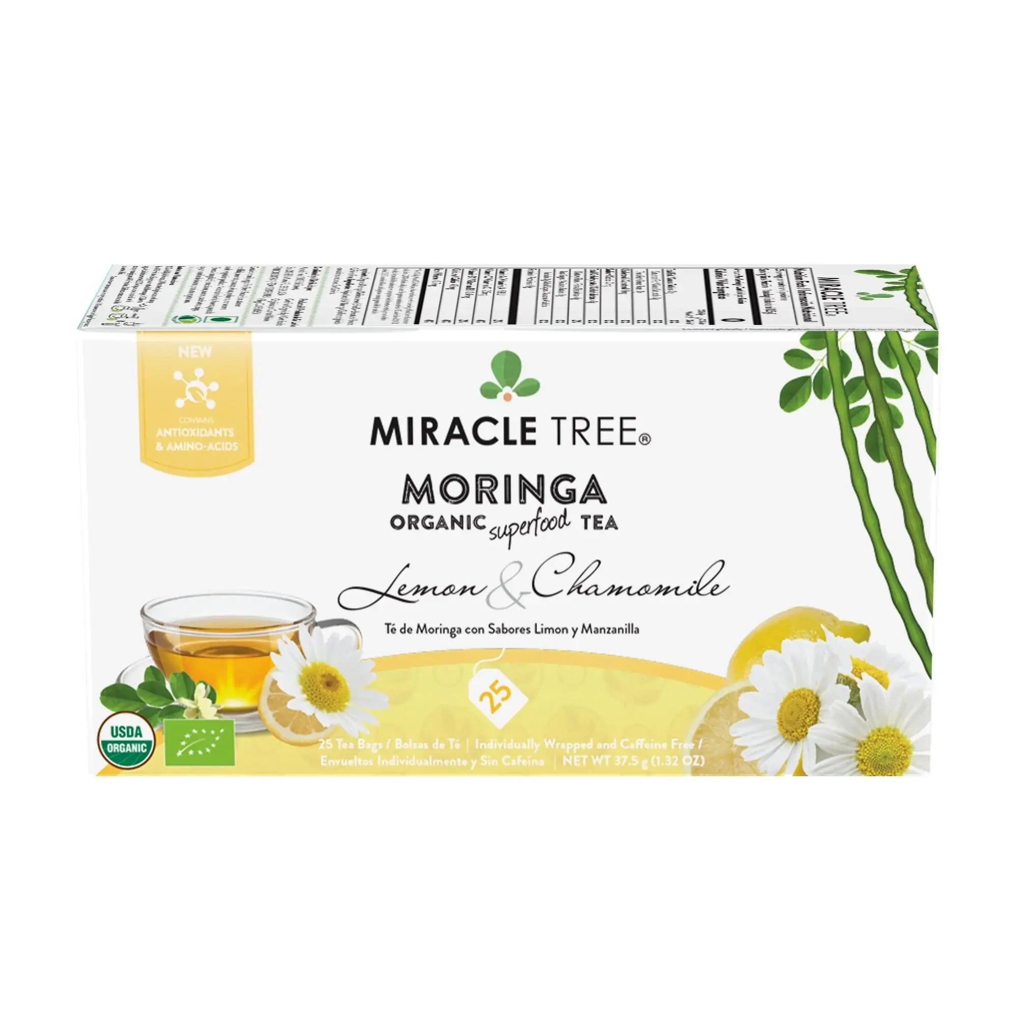 Lemon Chamomile Moringa Tea - Organic Caffeine-Free Herbal Tea