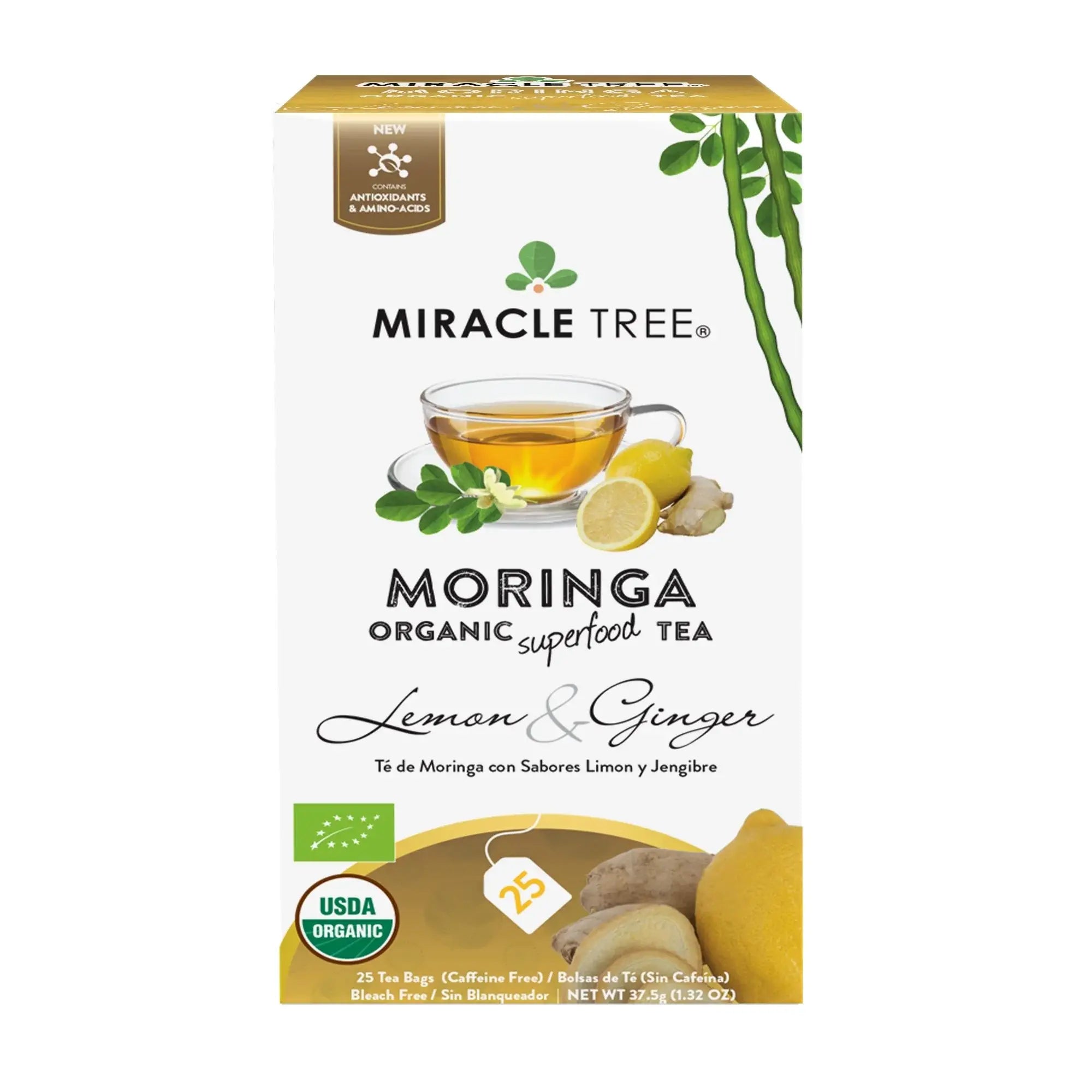 Lemon Ginger Moringa Tea - Organic Caffeine-Free Herbal Tea