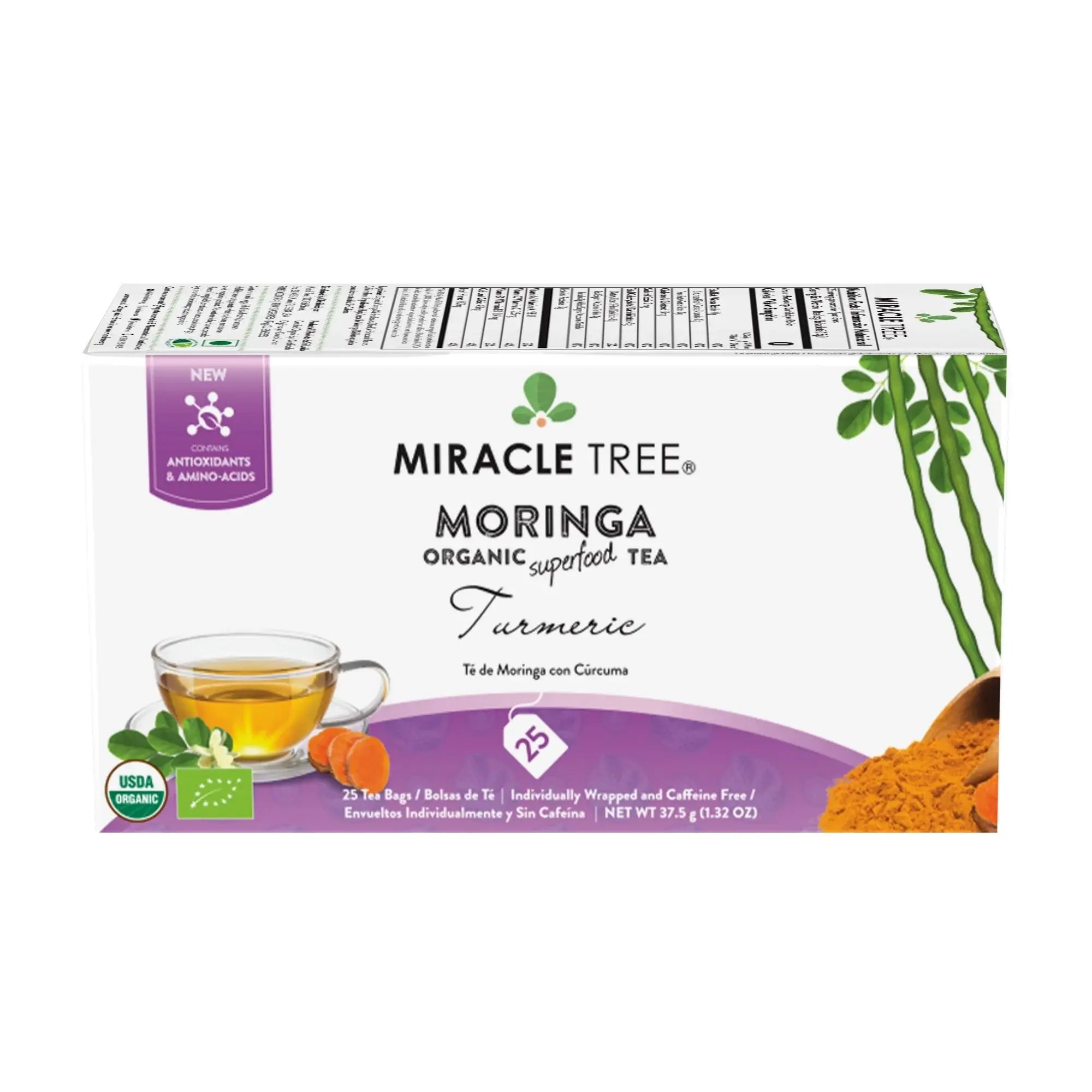 Turmeric Moringa Tea - Organic Caffeine-Free Herbal Tea | Miracle Tree