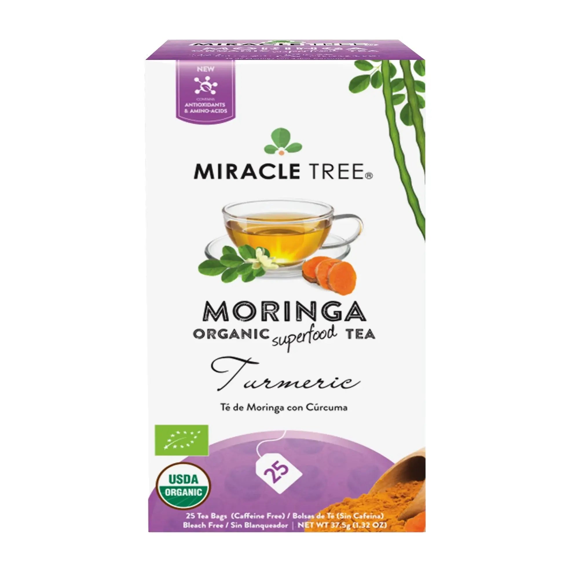 Turmeric Moringa Tea - Organic Caffeine-Free Herbal Tea | Miracle Tree
